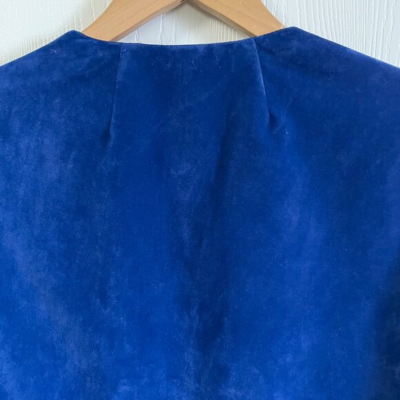 Vintage Cobalt Blue Velvet Lightweight Jacket Large - Picture 7 of 8